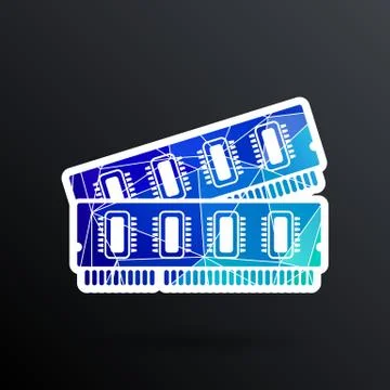 Icon of memory chip RAM hardware rom power Illustrazione stock