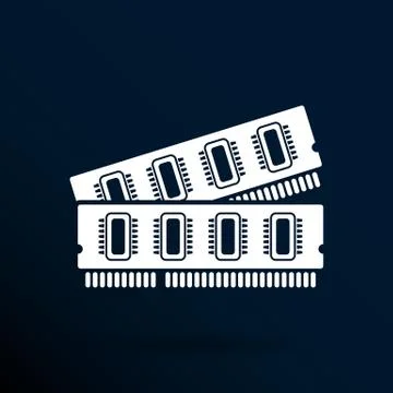 Icon of memory chip RAM hardware rom power Stock Illustration