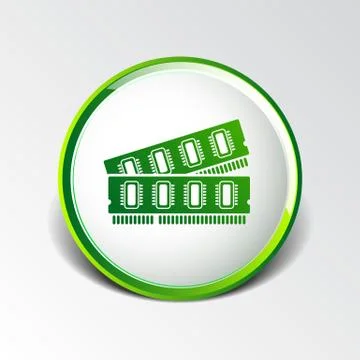 Icon of memory chip RAM hardware rom power Stock Illustration
