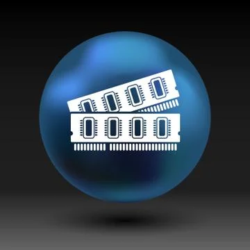 Icon of memory chip RAM hardware rom power Stock Illustration