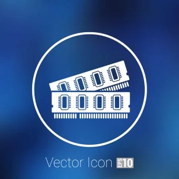 Icon of memory chip RAM hardware rom power Illustrazione stock