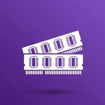 Icon of memory chip RAM hardware rom power Stock Illustration