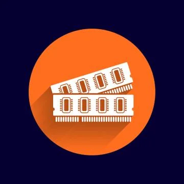 Icon of memory chip RAM hardware rom power Stock Illustration