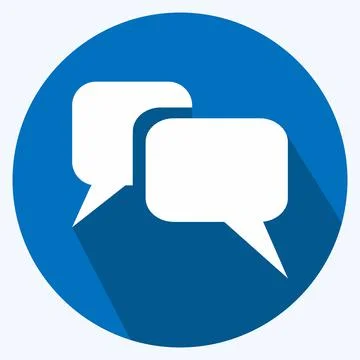 Icon Message Bubbles - Long Shadow Style,Simple illustration,Editable stroke Stock Illustration