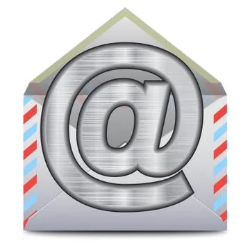 Icon of metal sign E-MAIL against an envelope Stock Illustration