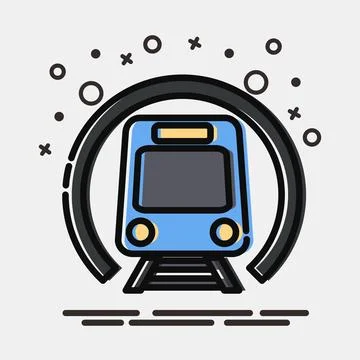 Icon metro. Transportation elements. Icons in MBE style. Good for prints, p.. Stock Illustration