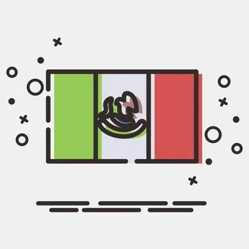 Icon Mexico flag. Day of the dead celebration elements. Icons in MBE style... Stock Illustration