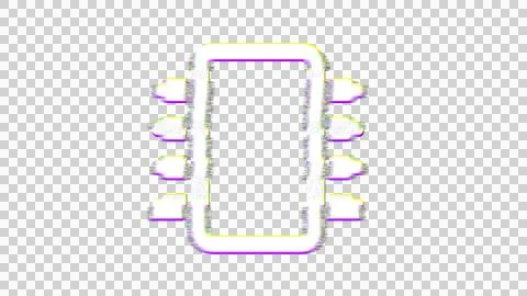 Icon microchip is distorted. Glitch. Noise, chromatic aberration, geometric 스톡 일러스트