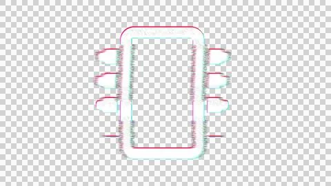 Icon microchip is distorted. Glitch. Noise, chromatic aberration, geometric 스톡 일러스트
