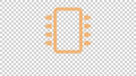 Icon microchip is made of yellow grains of sand. Some grains of sand fall down. Stock Illustration