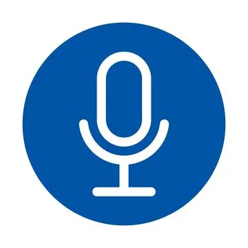 Icon of a microphone on a blue circle background for audio recording concepts イラスト素材