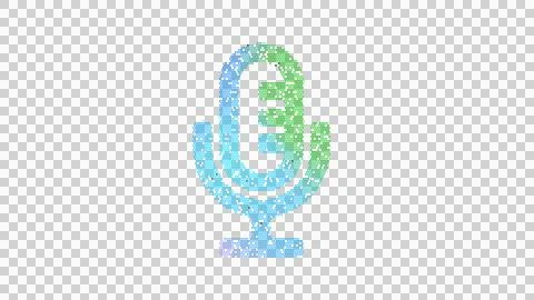 Icon microphone is made up of LED square shapes. There are bright diodes and Stock Illustration