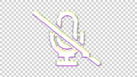 Icon microphone slash is distorted. Glitch. Noise, chromatic aberration, Stock Illustration