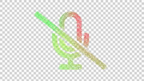 Icon microphone slash is made up of LED square shapes. There are bright diodes Stock Illustration