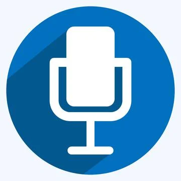 Icon Microphone. suitable for Education symbol. long shadow style. simple des Stock Illustration