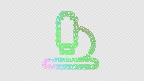 Icon microscope is made up of LED square shapes that shimmer and flicker. There Stock Footage 294296923
