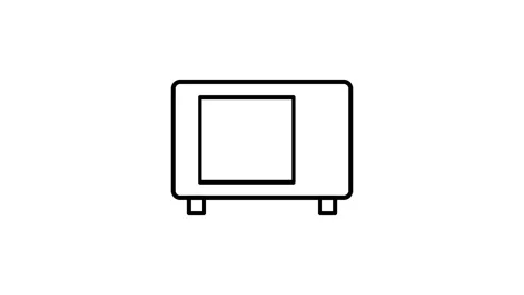 Icon of a microwave oven, featuring a rectangular shape with a door and con.. Stock Footage 332986333