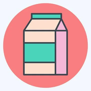 Icon Milk Pack. related to Beverages symbol. color mate style. design editabl Ilustración de archivo