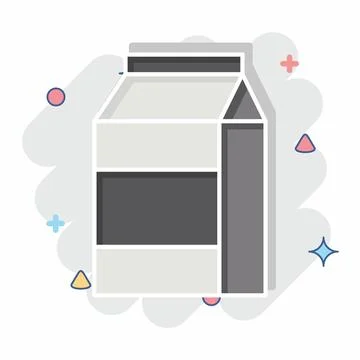 Icon Milk Pack. related to Beverages symbol. comic style. design editable Ilustración de archivo