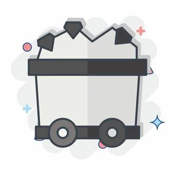 Icon Mining Cart. related to Mining symbol. comic style. simple design edit.. Illustrazione stock