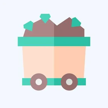 Icon Mining Cart. related to Mining symbol. flat style. simple design edita.. Stock Illustration