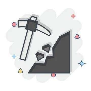 Icon Mining. related to Mining symbol. comic style. simple design editable... Illustrazione stock