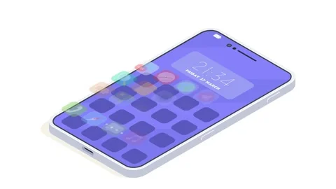 The icon of the mobile app falls on the phone screen Stock Footage 155331737