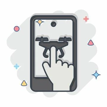 Icon Mobile App. related to Drone symbol. comic style. simple design editab.. Stock Illustration