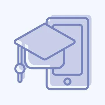 Icon Mobile Learning. related to Education symbol. two tone style. simple d.. イラスト素材