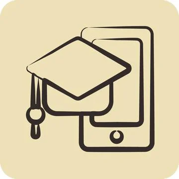 Icon Mobile Learning. related to Education symbol. glyph style. simple desi.. Stock Illustration