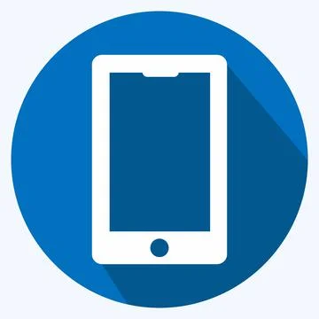 Icon Mobile - Long Shadow Style,Simple illustration,Editable stroke Stock Illustration