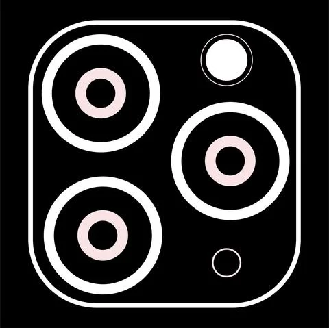 Icon mobile phone triple camera. Three eyed modern multifunctional camera in  스톡 일러스트