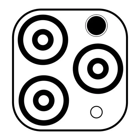 Icon mobile phone triple camera. Three eyed modern multifunctional camera in  스톡 일러스트
