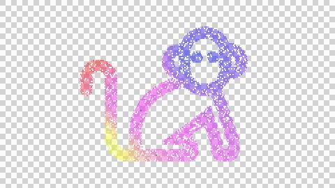Icon monkey is made up of LED square shapes. There are bright diodes and there Stock Illustration