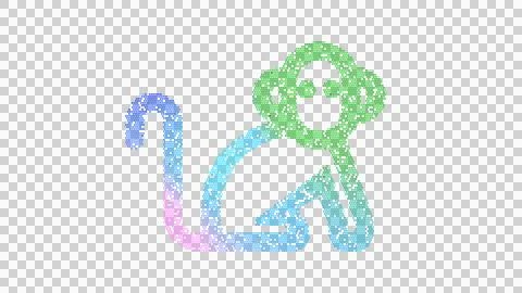 Icon monkey is made up of LED square shapes. There are bright diodes and there 스톡 일러스트