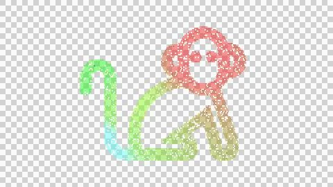 Icon monkey is made up of LED square shapes. There are bright diodes and there Stock Illustration