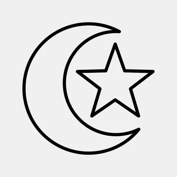 Icon moon and star. Islamic elements of Ramadhan, Eid Al Fitr, Eid Al Adha... Stock Illustration