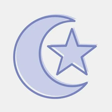Icon moon and star. Islamic elements of Ramadhan, Eid Al Fitr, Eid Al Adha... Illustrazione stock