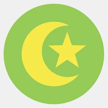 Icon moon and star. Islamic elements of Ramadhan, Eid Al Fitr, Eid Al Adha... Illustrazione stock