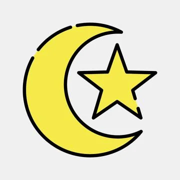 Icon moon and star. Islamic elements of Ramadhan, Eid Al Fitr, Eid Al Adha... Illustrazione stock