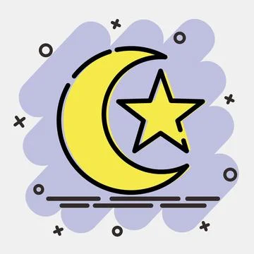 Icon moon and star. Islamic elements of Ramadhan, Eid Al Fitr, Eid Al Adha... Illustrazione stock