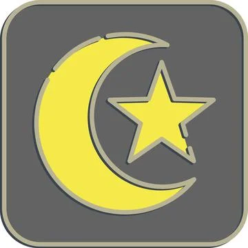 Icon moon and star. Islamic elements of Ramadhan, Eid Al Fitr, Eid Al Adha... Stock Illustration
