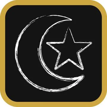 Icon moon and star. Islamic elements of Ramadhan, Eid Al Fitr, Eid Al Adha... Illustrazione stock
