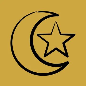 Icon moon and star. Islamic elements of Ramadhan, Eid Al Fitr, Eid Al Adha... Illustrazione stock