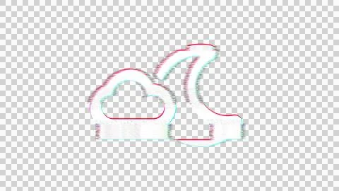 Icon moon cloud is distorted. Glitch. Noise, chromatic aberration, geometric Stock Illustration