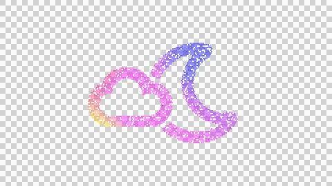 Icon moon cloud is made up of LED square shapes. There are bright diodes and Stock Illustration