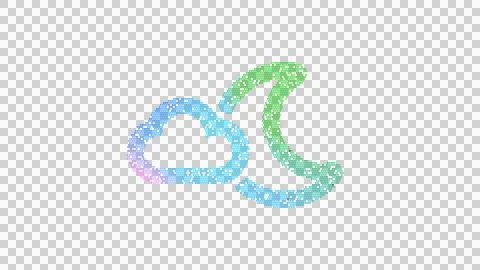 Icon moon cloud is made up of LED square shapes. There are bright diodes and Stock Illustration