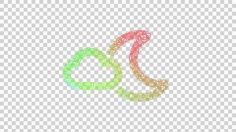 Icon moon cloud is made up of LED square shapes. There are bright diodes and Stock Illustration