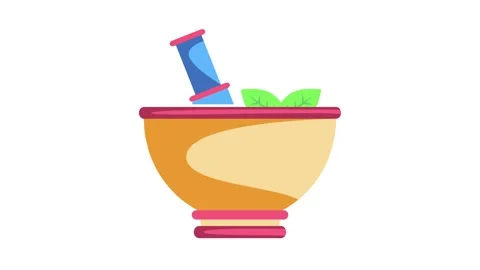 Icon of a mortar and pestle set against a black background, representing cu.. Stock Footage 332343548