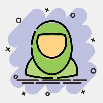 Icon moslem woman. Islamic elements of Ramadhan, Eid Al Fitr, Eid Al Adha. .. Illustrazione stock